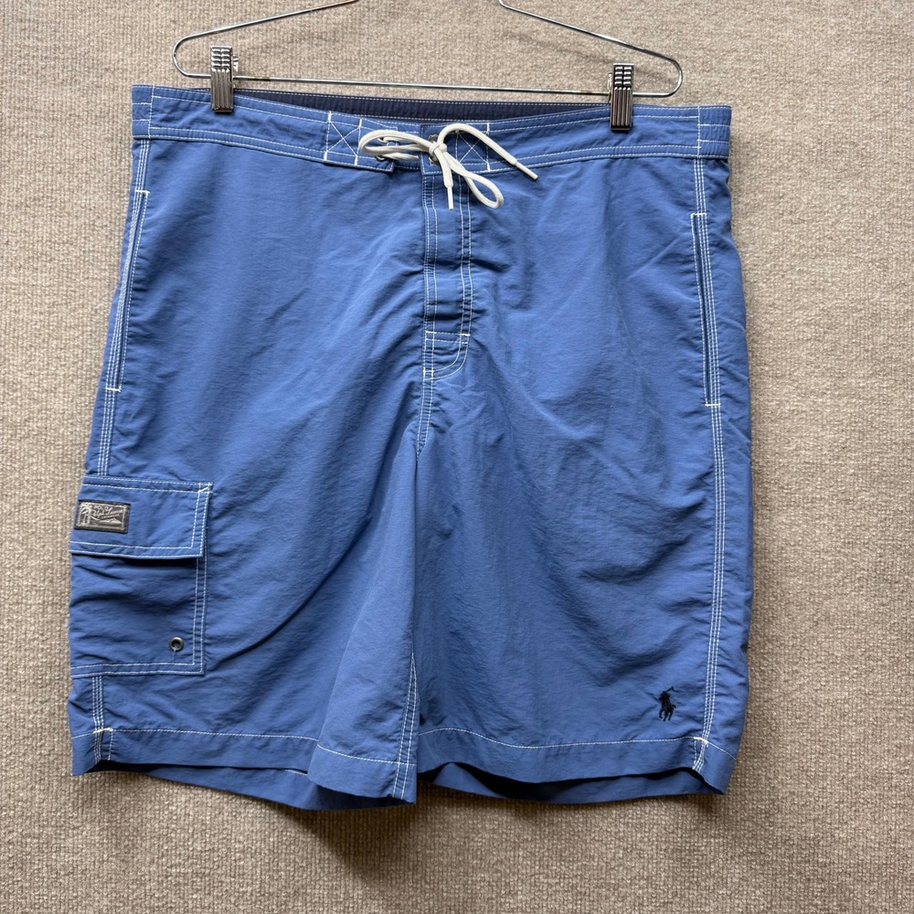 Polo Ralph Lauren Mens Blue Board Shorts Swim Trunks Cargo Pocket Size M
